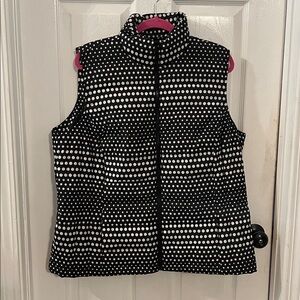 Talbots Black and White Polka Dot Vest